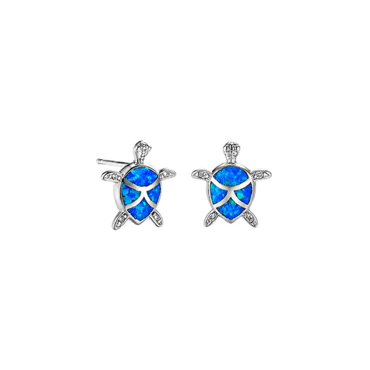 Aqua Turtle Stud Earrings